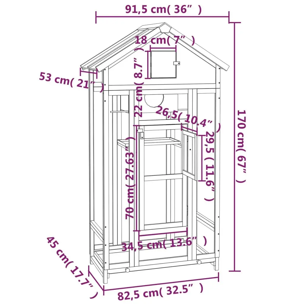 Large Grey Bird House Aviary for Outdoors