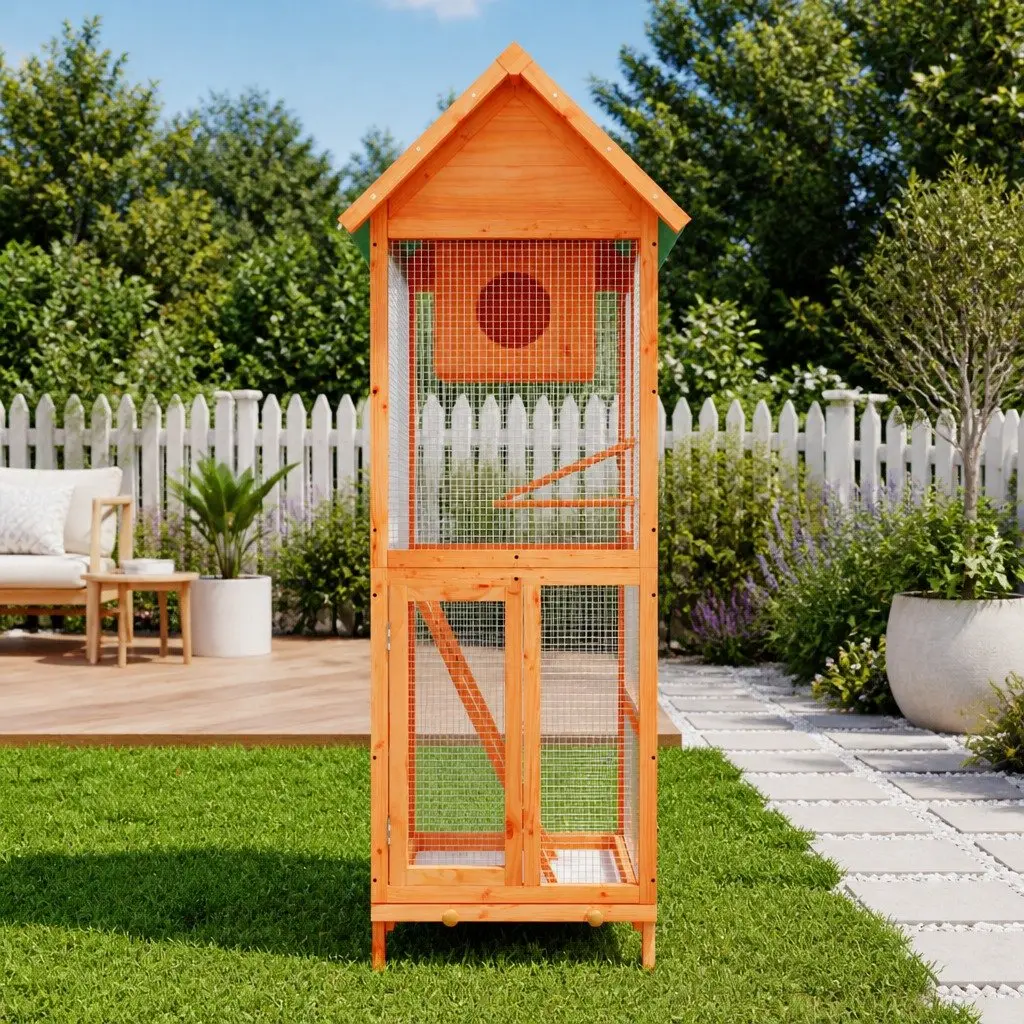 Wooden Bird Aviary with Nesting Box