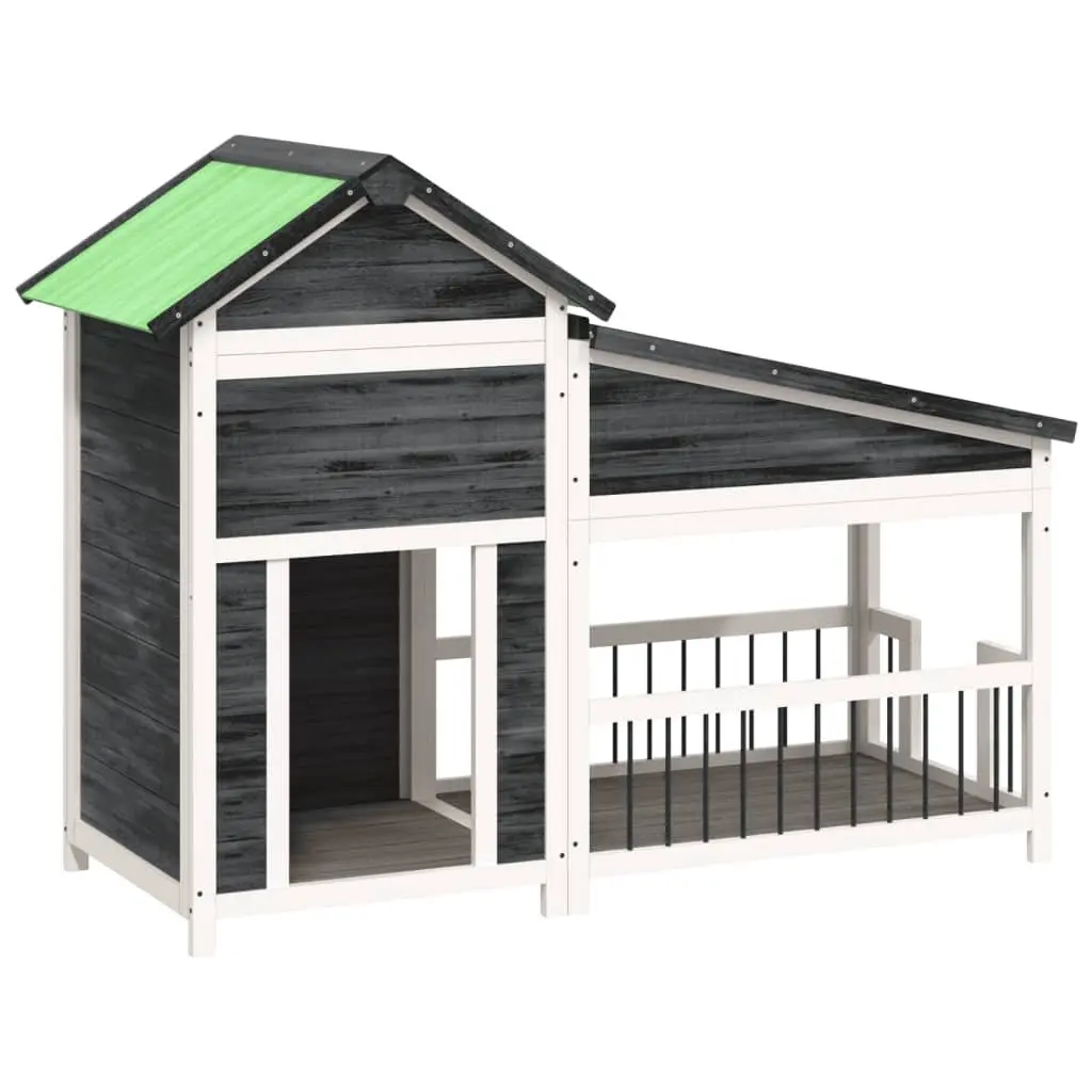 Large Grey Solid Wood Dog Kennel Outdoor Pet House
