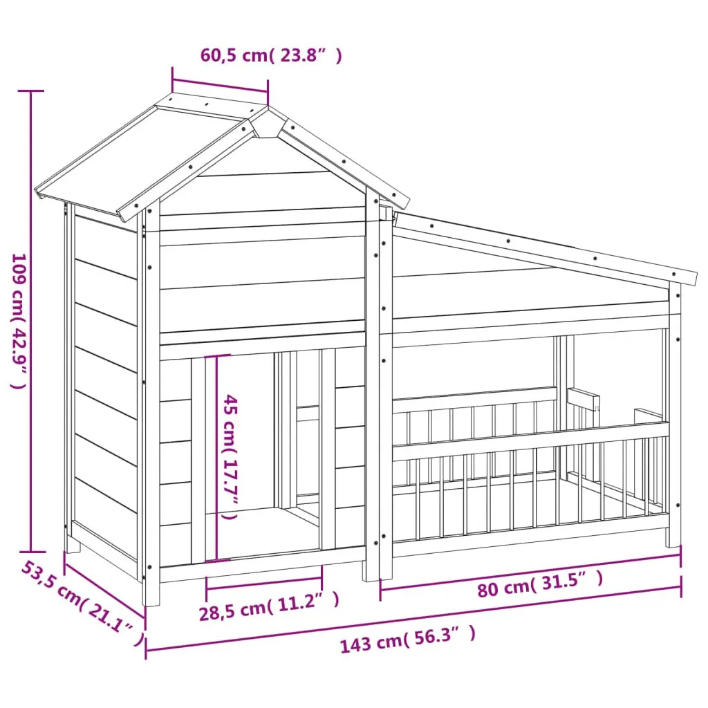 Large Grey Solid Wood Dog Kennel Outdoor Pet House
