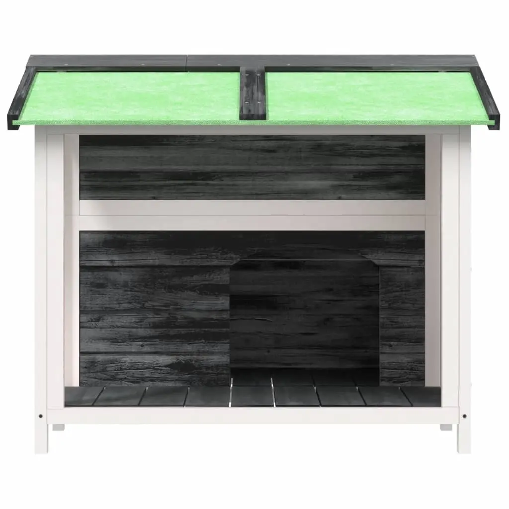 Large Grey Solid Wood Pine Dog Kennel with Water-Resistant Roof