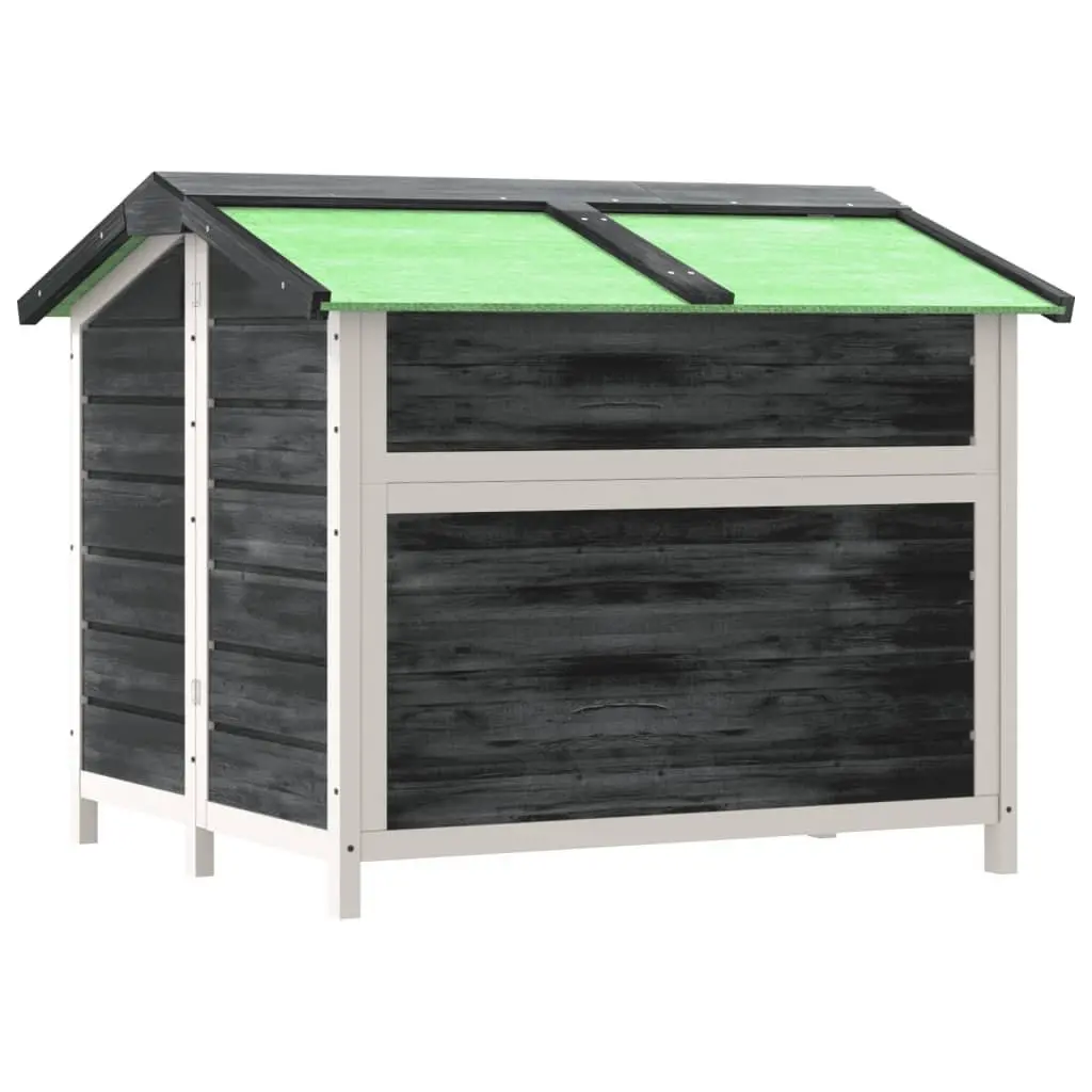 Large Grey Solid Wood Pine Dog Kennel with Water-Resistant Roof
