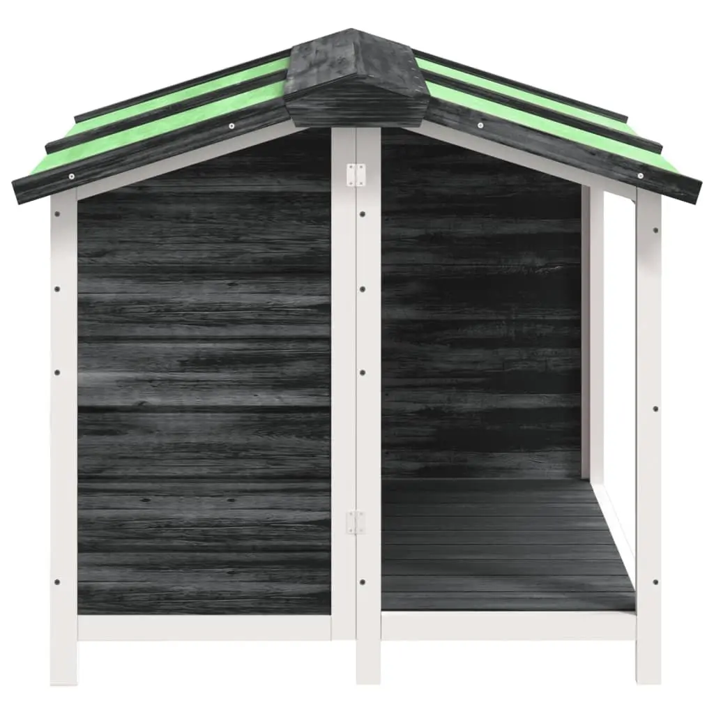 Large Grey Solid Wood Pine Dog Kennel with Water-Resistant Roof