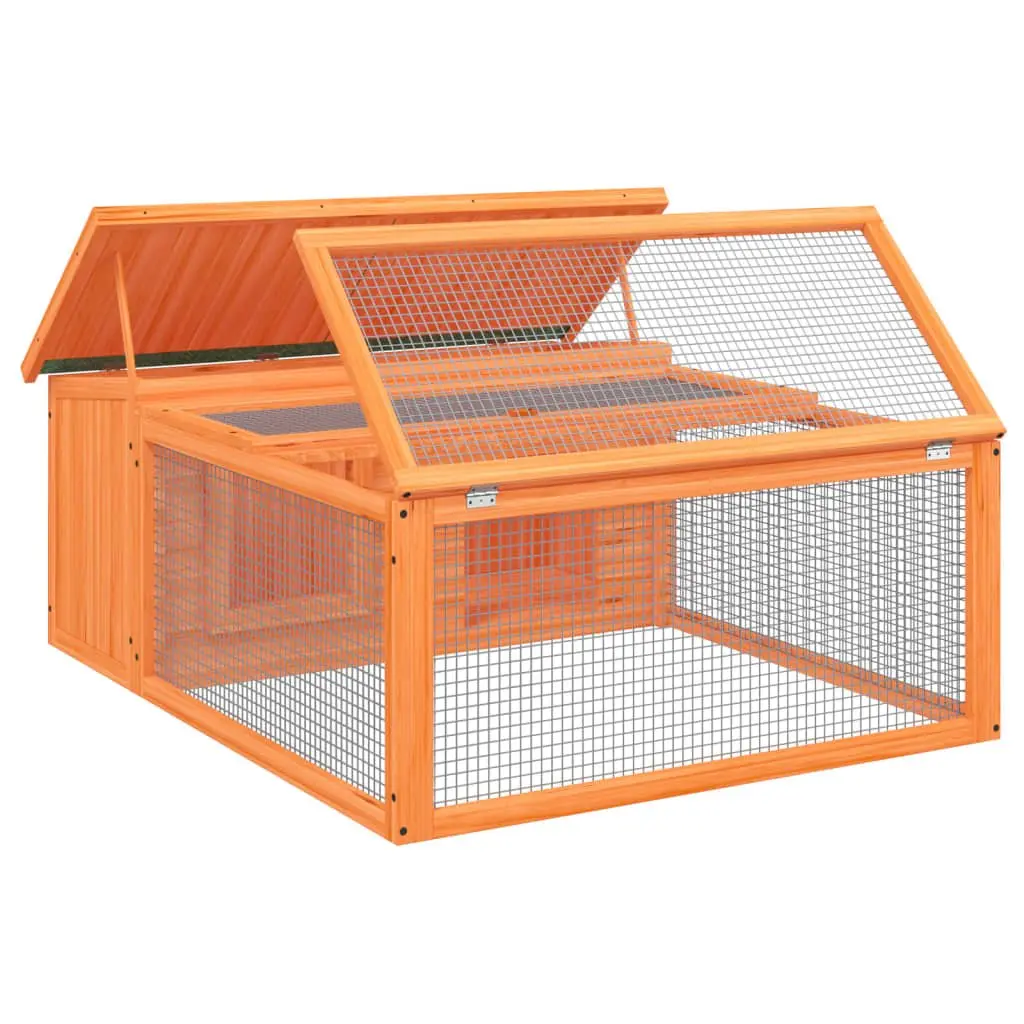 Solid Wood Pine Brown Rabbit Hutch for Small Pets