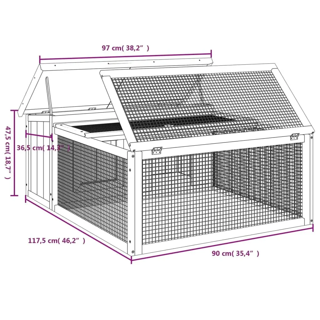 Solid Wood Pine Brown Rabbit Hutch for Small Pets
