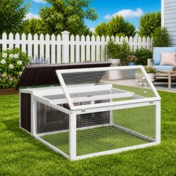 Durable Grey Outdoor Rabbit Hutch for Small Animals