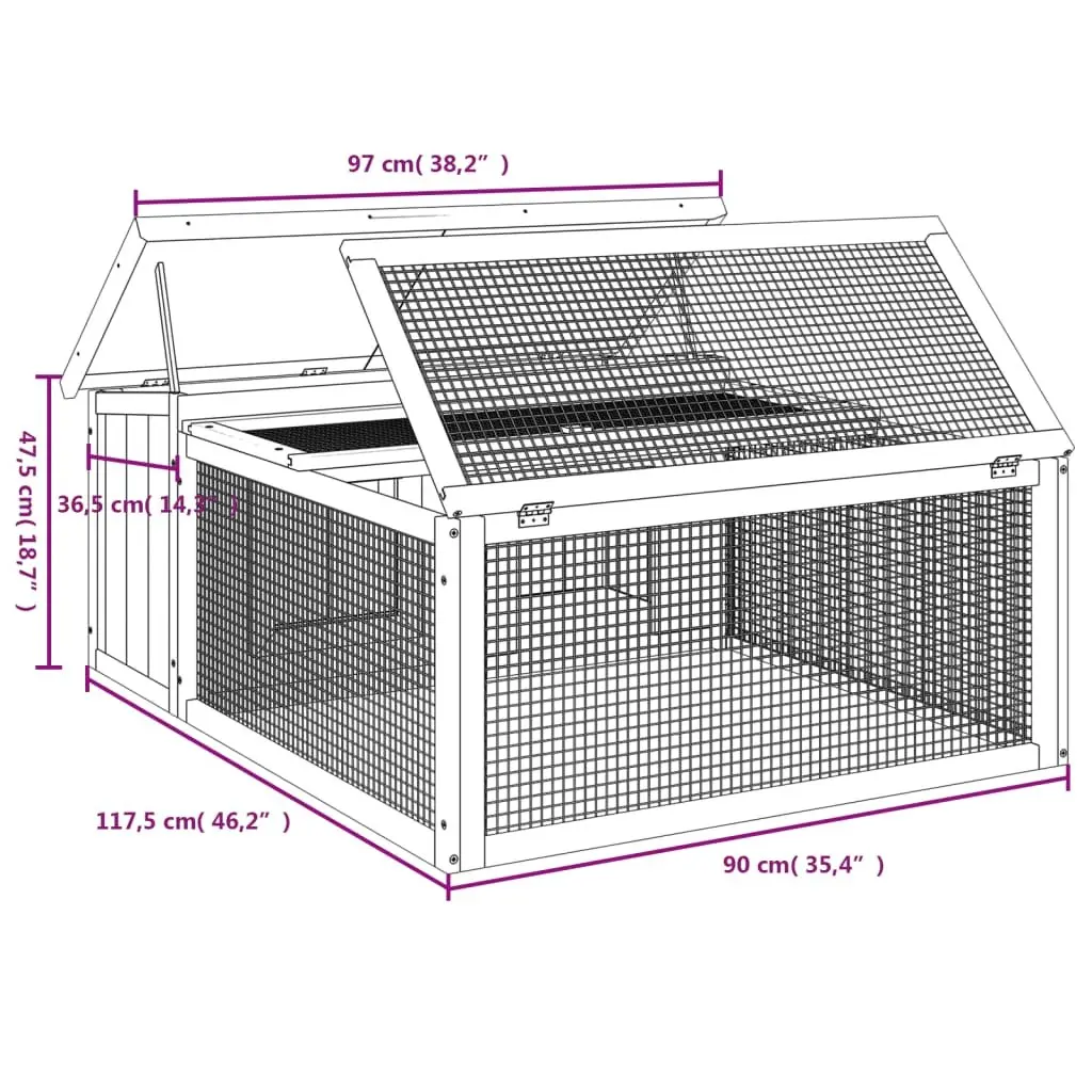 Grey Outdoor Rabbit Hutch for Small Animals