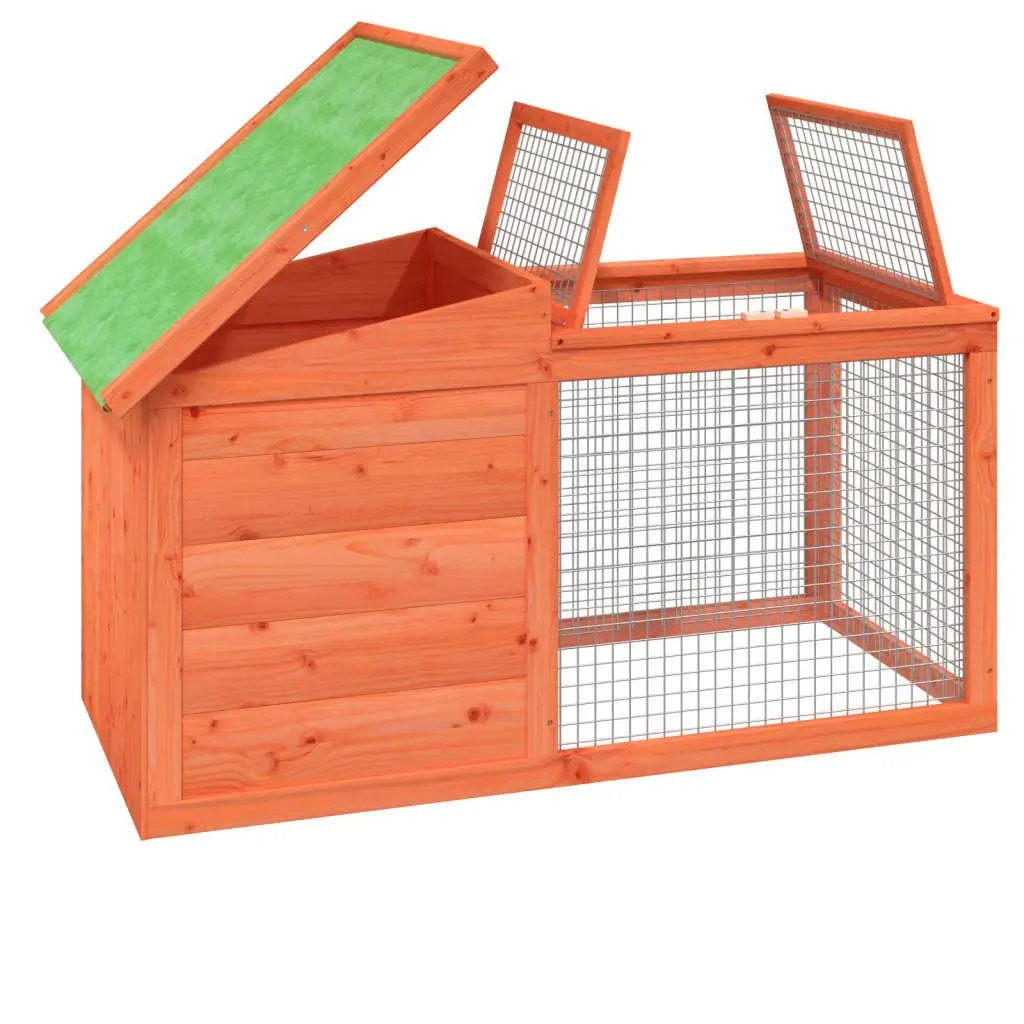 Rabbit Hutch Wooden Outdoor Small Animal Cage 100.5 x 54 x 55 cm Brown