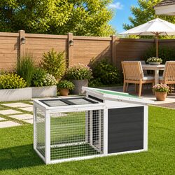 Sturdy Outdoor Wooden Rabbit Hutch with Activity Centre