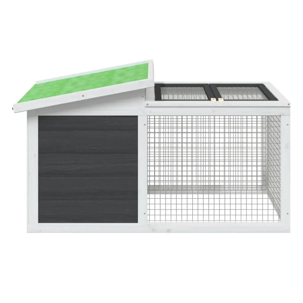 Rabbit Hutch Solid Pine Wood Outdoor Grey 100.5 x 54 x 55 cm