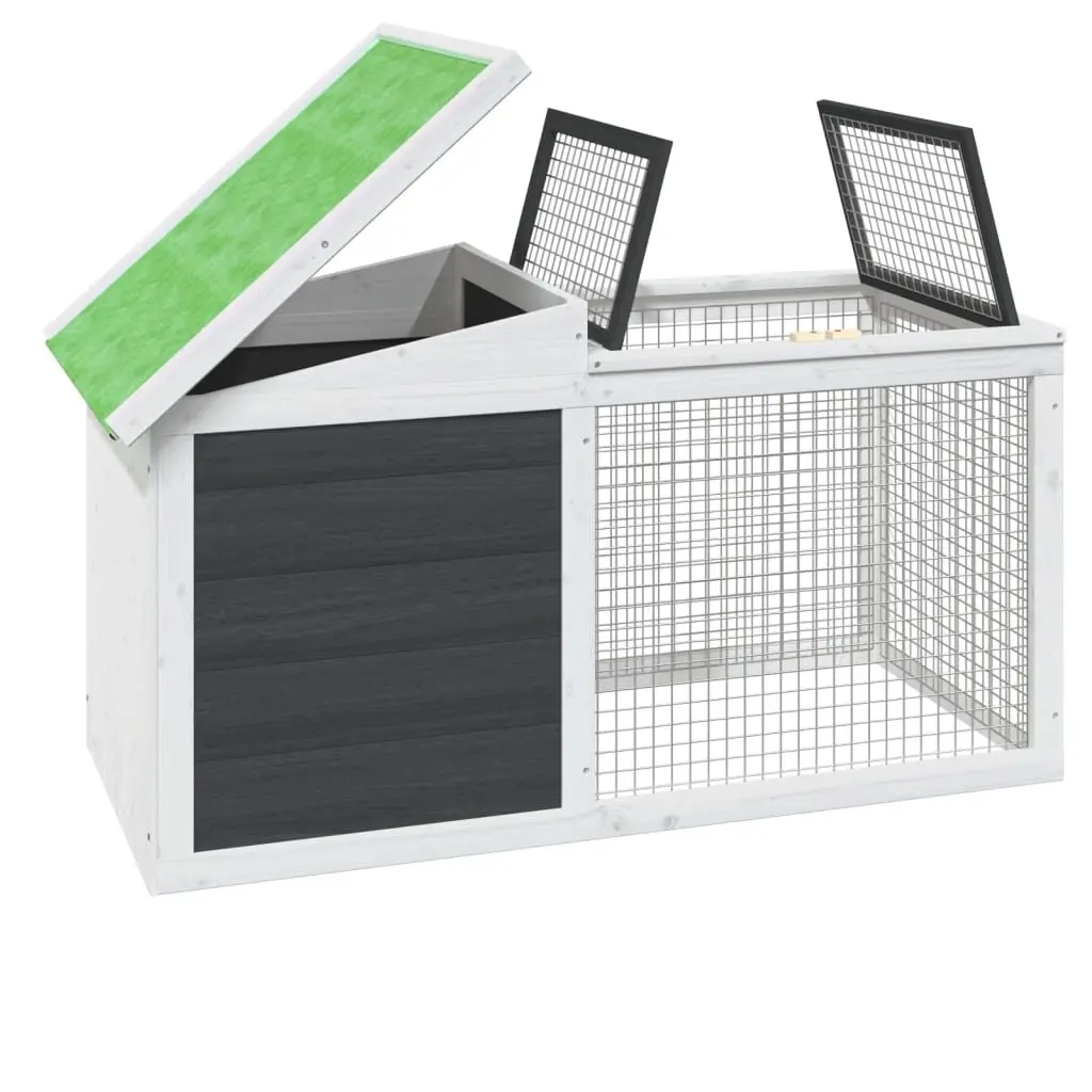 Rabbit Hutch Solid Pine Wood Outdoor Grey 100.5 x 54 x 55 cm