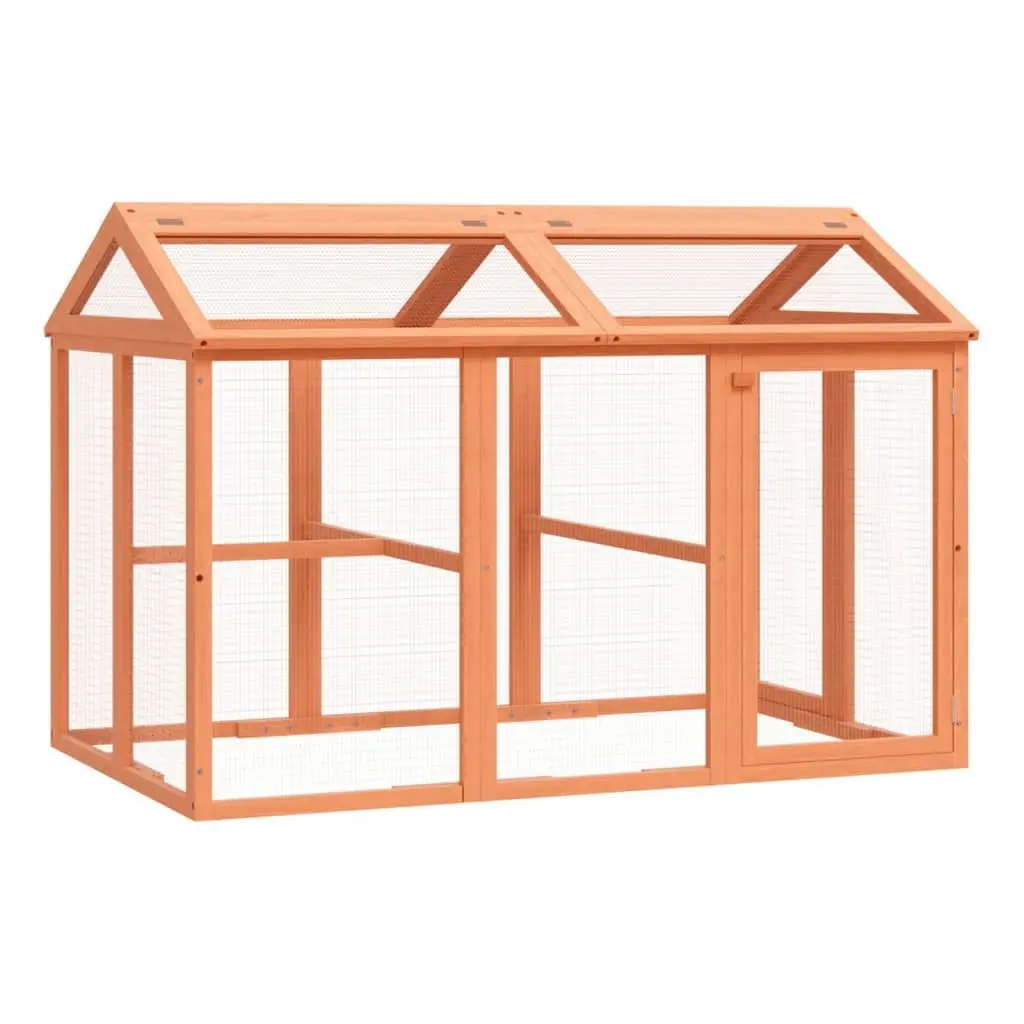 Small Animal Run Box Outdoor Habitat Solid Pine Wood Brown 141x94x104cm
