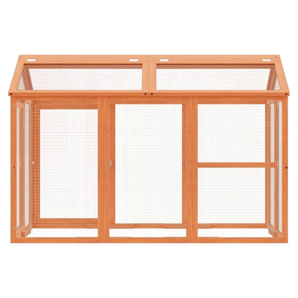 Small Animal Run Box Outdoor Habitat Solid Pine Wood Brown 141x94x104cm