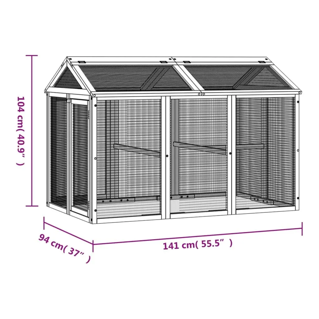 Small Animal Run Box Outdoor Habitat Solid Pine Wood Brown 141x94x104cm