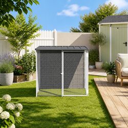Sturdy Anthracite Chicken Cage with Roof for Small Animals