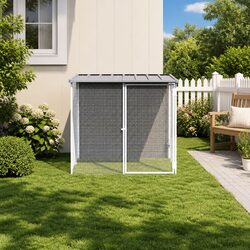 Durable Chicken Cage with Roof in Grey Galvanised Steel