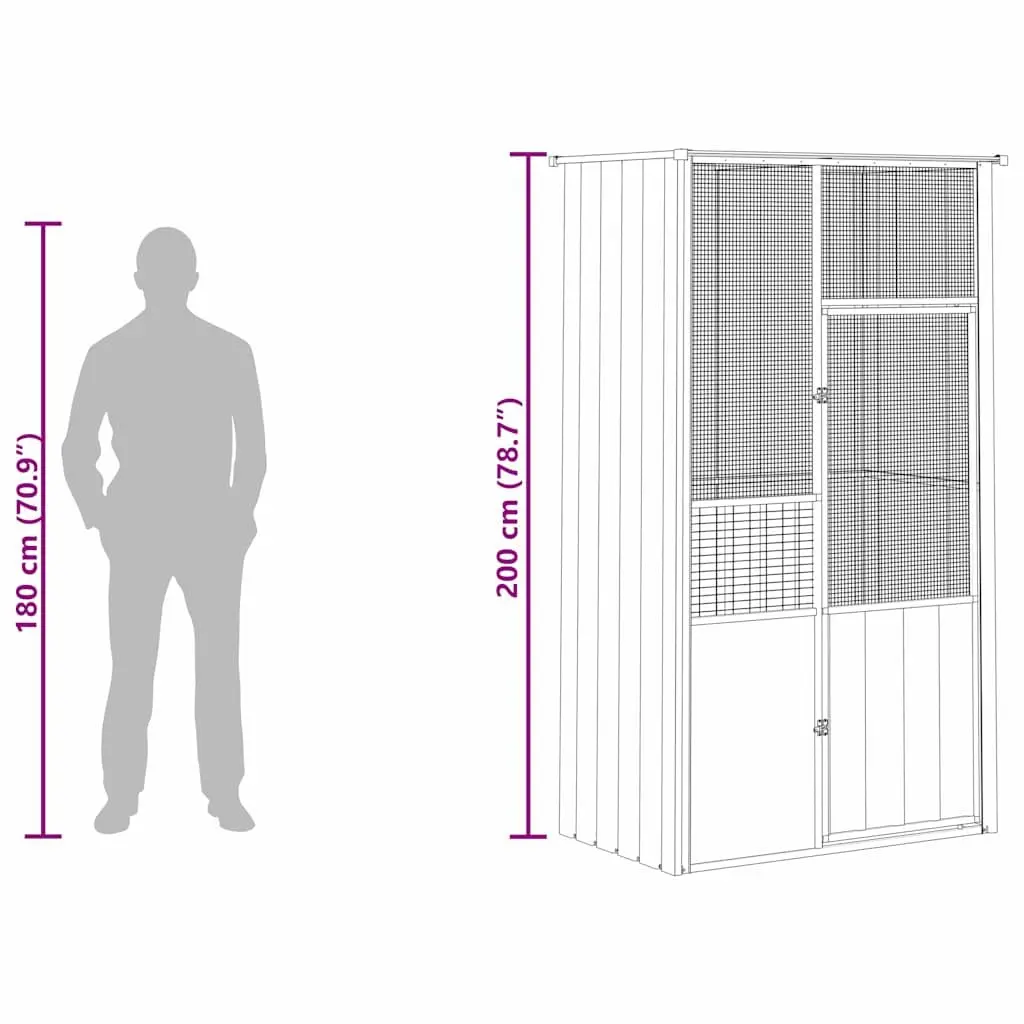 Bird Cage Galvanised Steel Large Grey Walk In Flight Enclosure