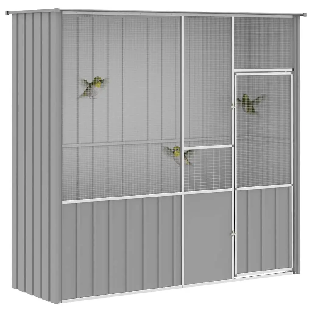 Large Grey Bird Cage Aviary with Galvanised Steel Frame