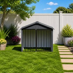 Durable Black Outdoor Dog House with Roof