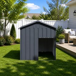 Durable Dog House with Roof in Anthracite Steel