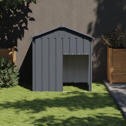Sturdy Anthracite Galvanised Steel Dog House with Roof