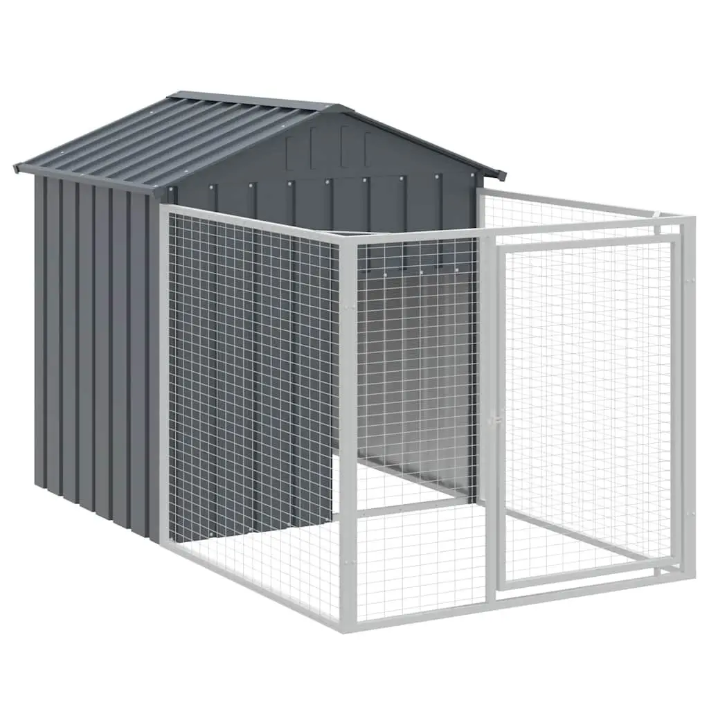 Anthracite Galvanised Steel Dog House with Run