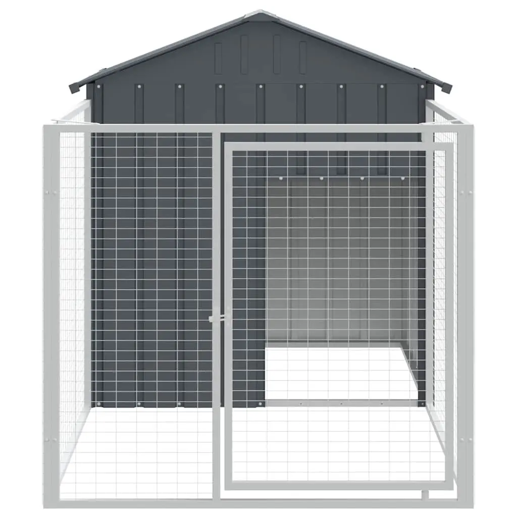Anthracite Galvanised Steel Dog House with Run