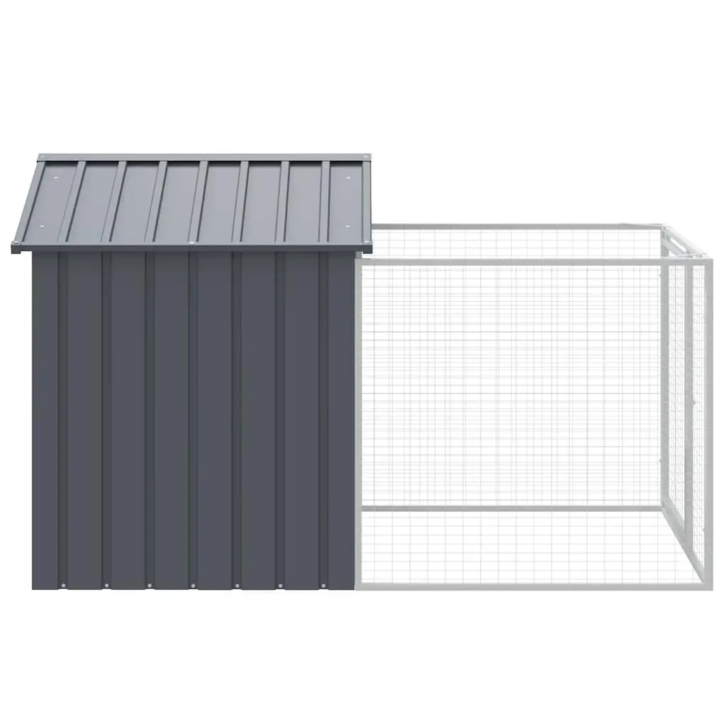 Anthracite Galvanised Steel Dog House with Run