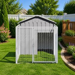 Durable Dog House with Run for Outdoor Comfort 117x201x123cm