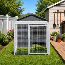 Chicken Cage with Run Anthracite 117x201x123cm Galvanised Steel Coop
