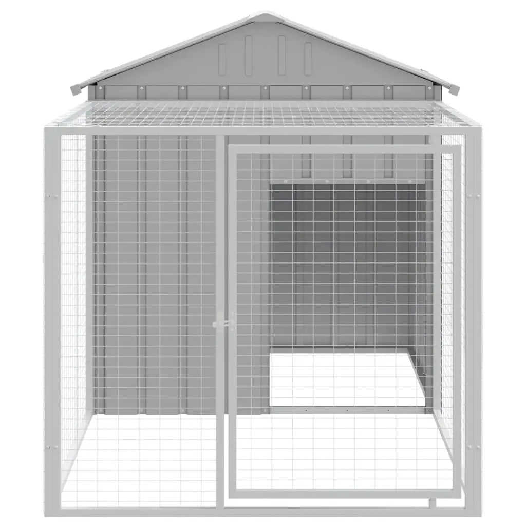 Chicken Cage with Run Galvanised Steel 117 x 201 x 123 cm Light Grey
