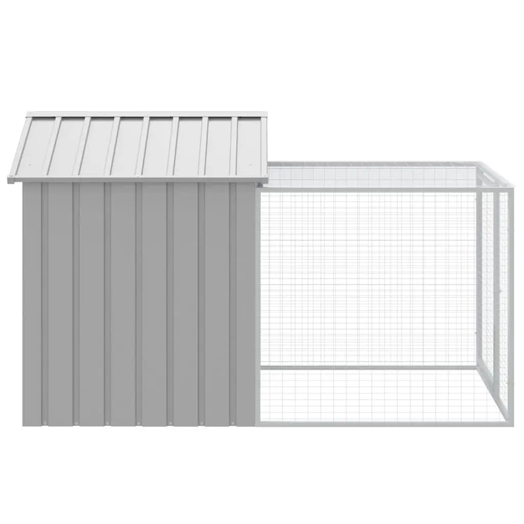 Chicken Cage with Run Galvanised Steel 117 x 201 x 123 cm Light Grey