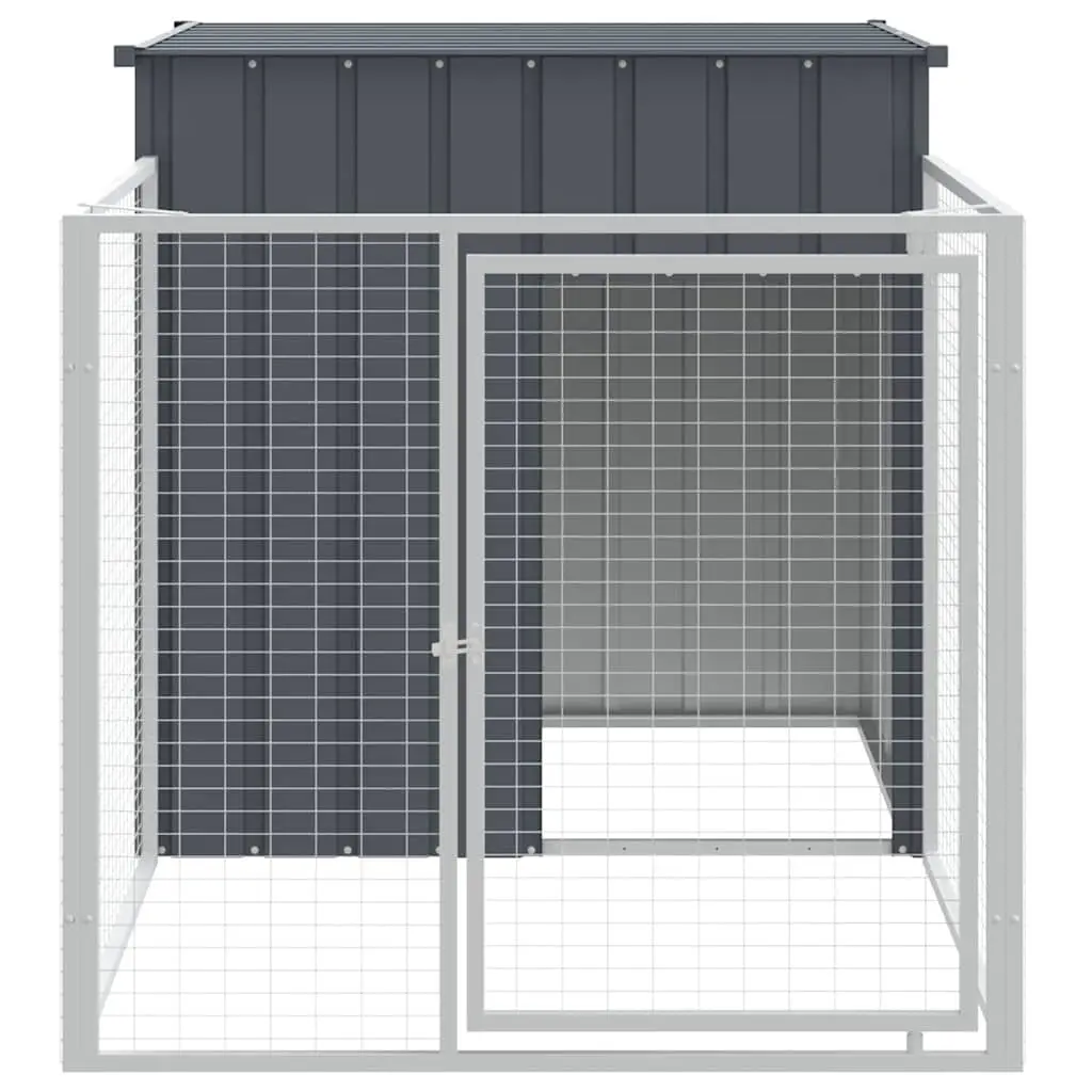 Anthracite Galvanised Steel Dog House with Run