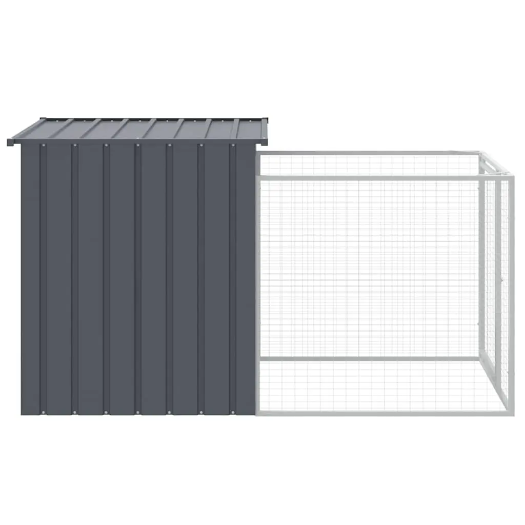 Anthracite Galvanised Steel Dog House with Run