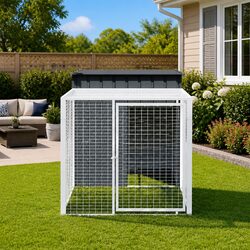 Durable Chicken Cage with Run in Anthracite Steel 110x201x110cm
