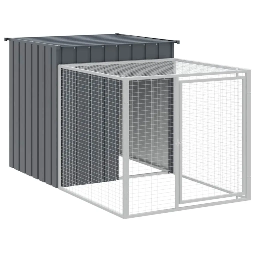 Chicken Cage with Run in Anthracite Steel 110x201x110cm