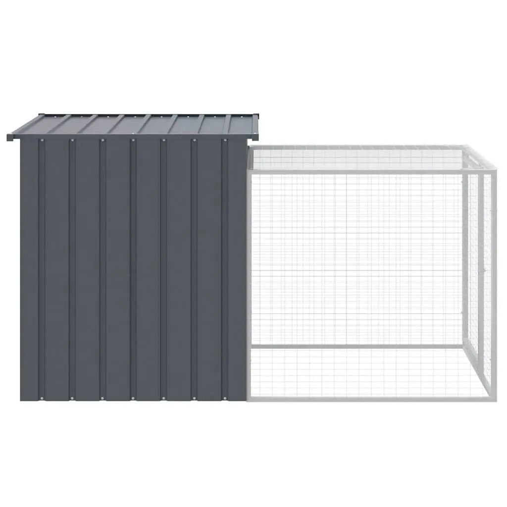 Chicken Cage with Run in Anthracite Steel 110x201x110cm