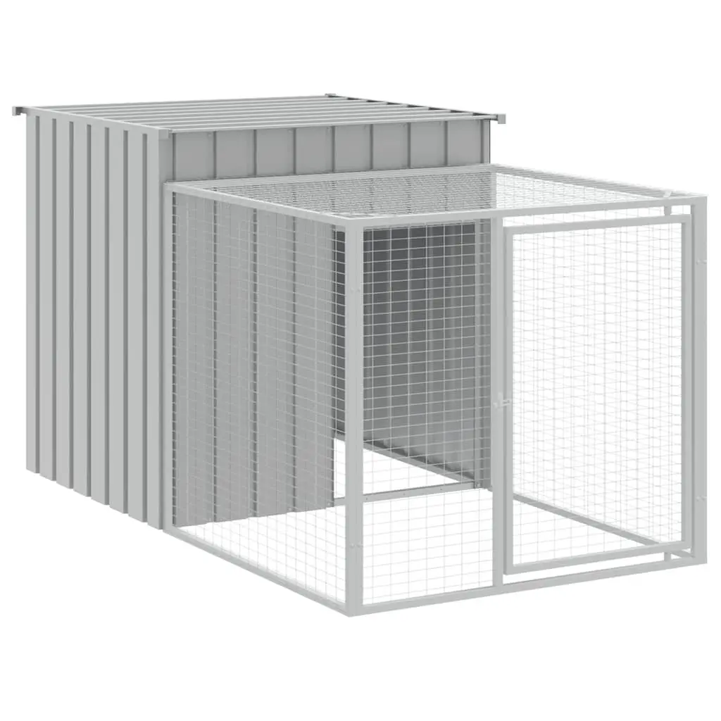 Chicken Cage with Run Galvanised Steel 110 x 201 x 110 cm Light Grey