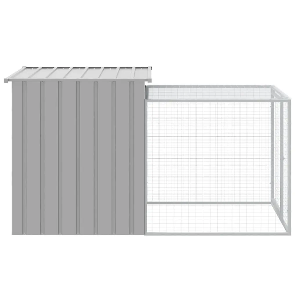 Chicken Cage with Run Galvanised Steel 110 x 201 x 110 cm Light Grey