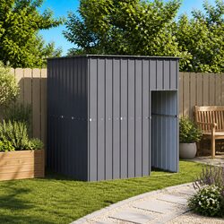 Premium Anthracite Dog House with Roof - Durable Steel Shelter