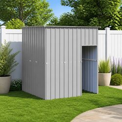 Durable Grey Dog House with Roof for Outdoor Comfort