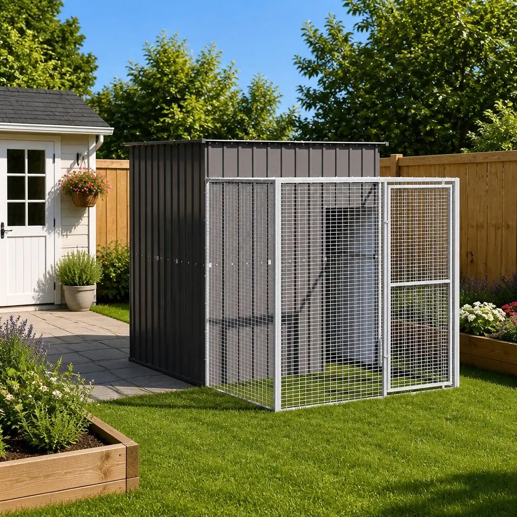 Anthracite Chicken Cage with Secure Run