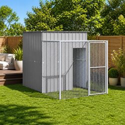 Durable Light Grey Chicken Cage with Run 165x251x181cm