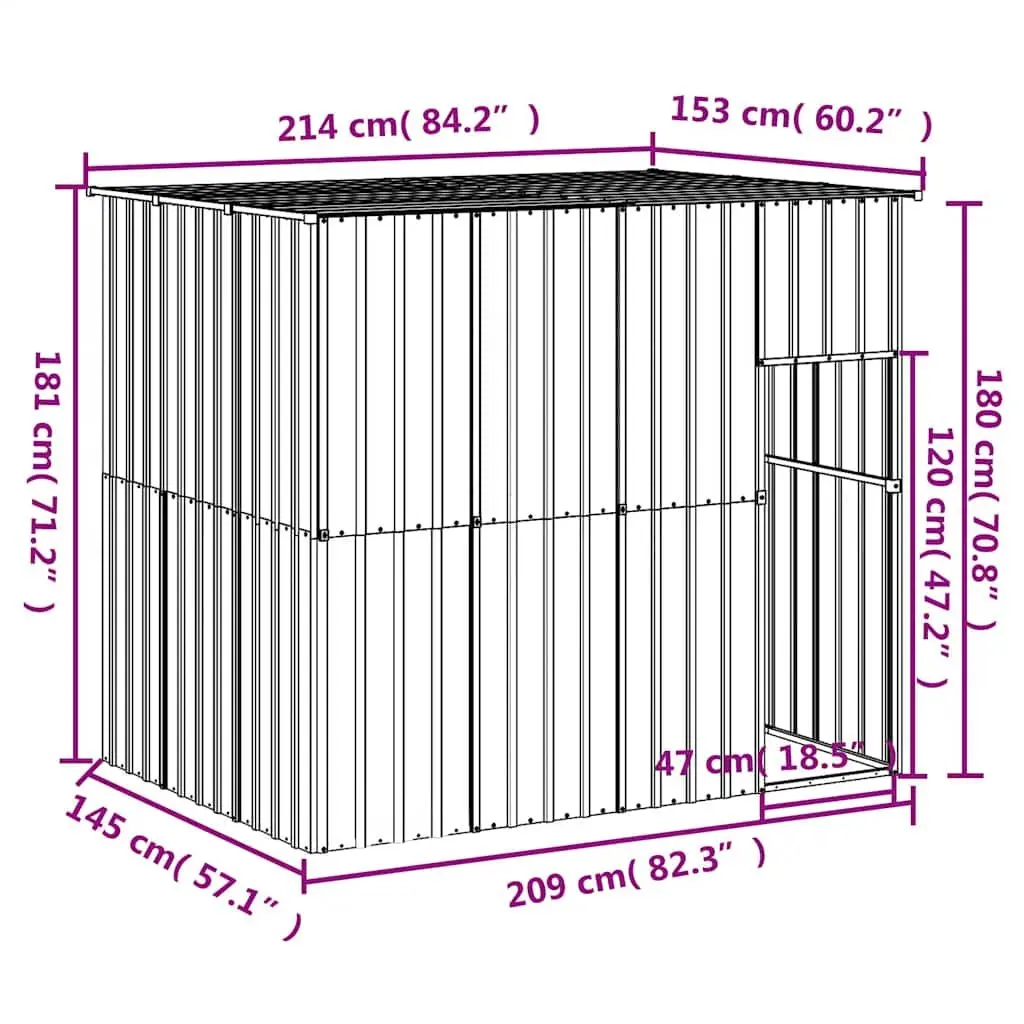 Outdoor Dog House with Roof in Anthracite Steel
