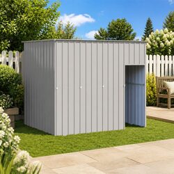Durable Grey Dog House with Roof for Outdoor Safety