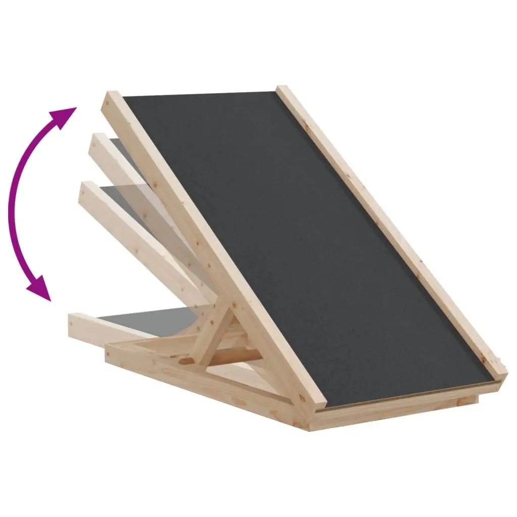Dog Ramp Pet Steps Adjustable Height Foldable Portable Solid Wood Fir Grey