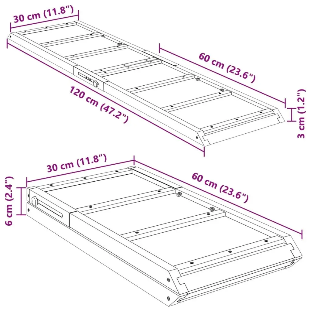 Dog Ramp Solid Fir Wood 120cm Foldable Portable Grey