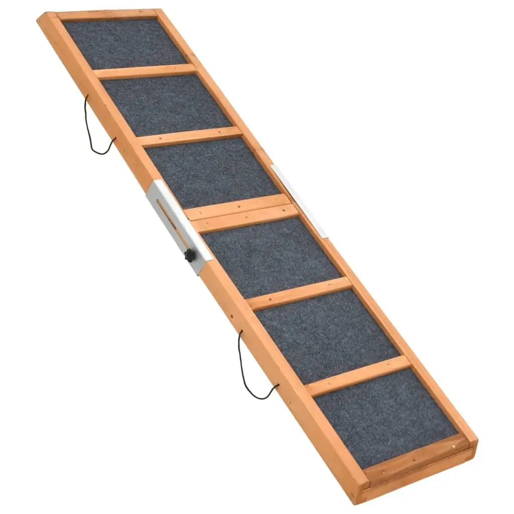 Dog Ramp Solid Fir Wood 120cm Foldable Portable Grey