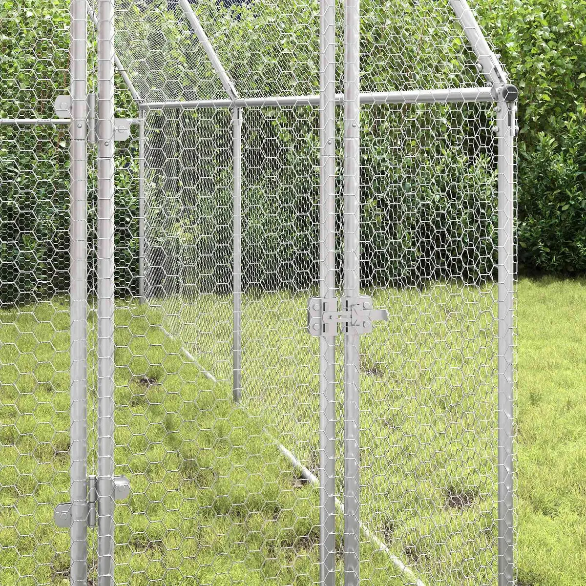 Chicken Cage Galvanised Steel 400 x 100 x 190 cm Silver