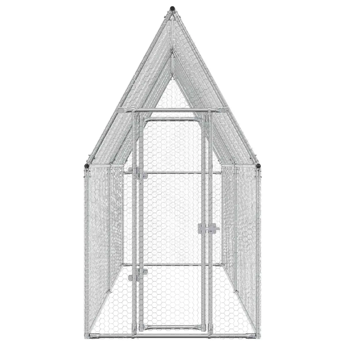 Chicken Cage Galvanised Steel 400 x 100 x 190 cm Silver